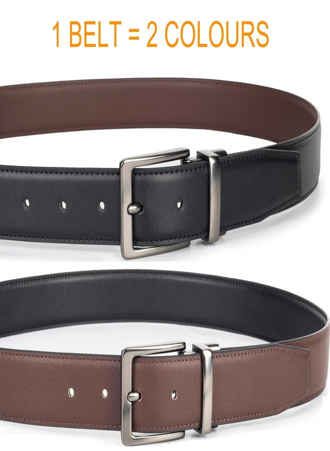 CaySep Reversible Leather Belt for Men - Dual Sided Dress and Casual Belt, Trim to Fit, 2 Styles in One Belt (Suit for waist 27-39”) - Image 5